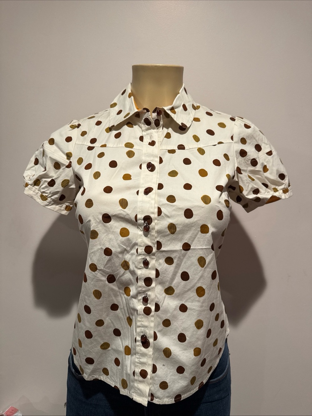 Odille (Anthropologie) Polka Dot Blouse - Size 2 - Retro/Cottagecore - Picture 3 of 9